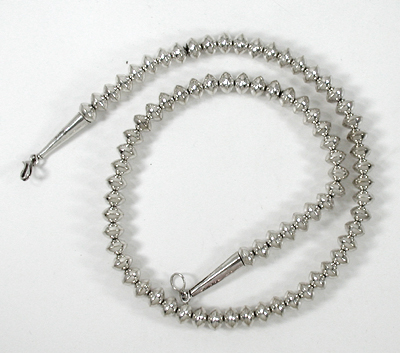 authentic Native American handmade Sterling Silver smooth bead necklace 24 inch by Navajo silversmith Jeff Nelson