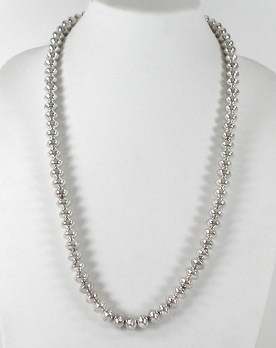 authentic Native American handmade Sterling Silver Navajo Pearls smooth bead necklace 24 inch by Navajo silversmith Jeff Nelson