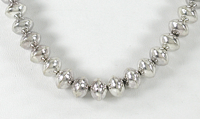 authentic Native American handmade Sterling Silver smooth bead necklace 24 inch by Navajo silversmith Jeff Nelson