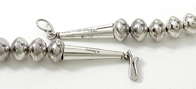 authentic Native American handmade Sterling Silver smooth bead necklace 24 inch by Navajo silversmith Jeff Nelson