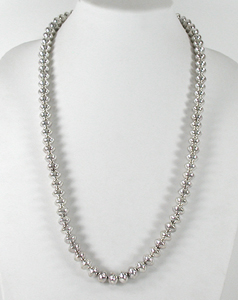 authentic Native American handmade Sterling Silver Navajo Pearls smooth bead necklace 28 1/2 inch by Navajo silversmith Jeff Nelson
