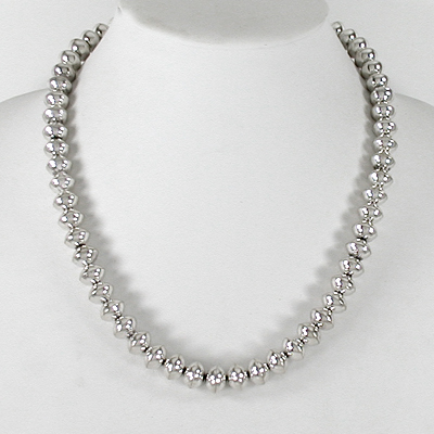 authentic Native American handmade Sterling Silver Navajo Pearls smooth bead necklace 24 inch by Navajo silversmith Jeff Nelson