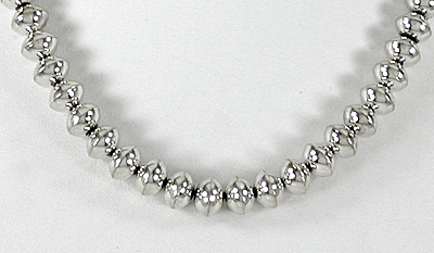 authentic Native American handmade Sterling Silver smooth bead necklace 24 inch by Navajo silversmith Jeff Nelson