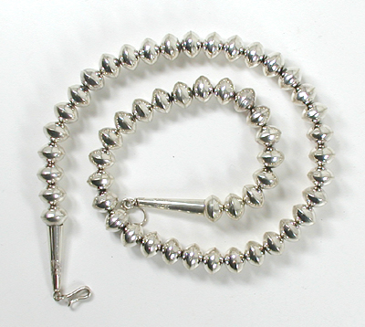 authentic Native American handmade Sterling Silver smooth bead necklace 24 inch by Navajo silversmith Jeff Nelson