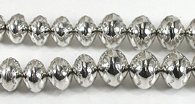 authentic Native American hand made Sterling Silver stamped bead necklace 28 inch by Navajo silversmith Jeffrey Castillo