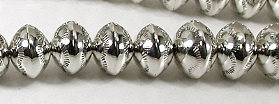 authentic Native American hand made Sterling Silver stamped bead necklace 28 inch by Navajo silversmith Jeffrey Castillo