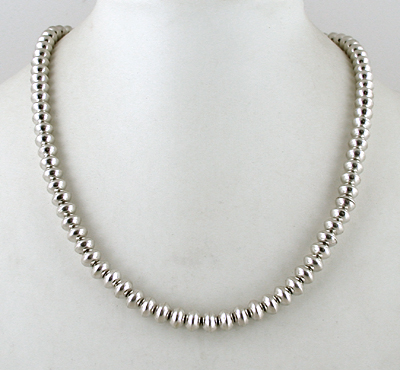 authentic Native American hand made Sterling Silver smooth bead necklace 20 inch by Navajo silversmith Michelle Jameson