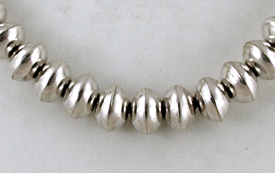 authentic Native American hand made Sterling Silver smooth bead necklace 22 inch by Navajo silversmith Michelle Jameson