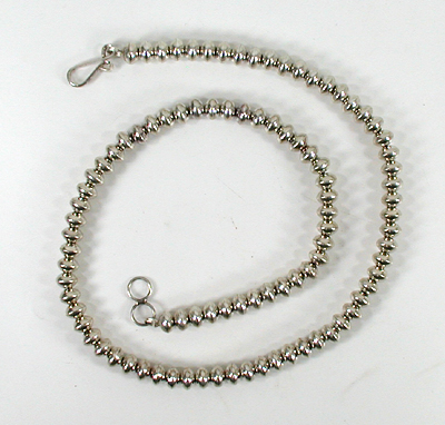 authentic Native American hand made Sterling Silver smooth bead necklace 22 inch by Navajo silversmith Michelle Jameson