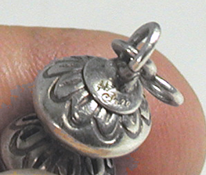 authentic Native American hand made Sterling Silver Stamped bead necklace 25 inch by Navajo silversmith Helen Chee
