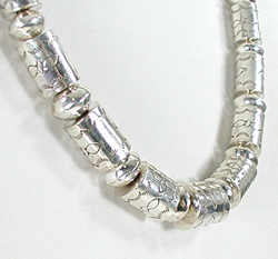 authentic Native American hand made Sterling Silver smooth bead necklace 28 inch by Navajo silversmith Jeffrey Castillo