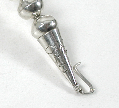 authentic Native American hand made Sterling Silver Navajo Pearls and Stamped barrel bead necklace 30 inch by Navajo silversmith Jeffrey Castillo