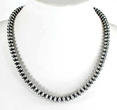 authentic Native American hand made Sterling Silver smooth bead necklace 20 inch by Navajo silversmith Tonisha Haley