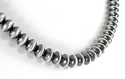 Hand made Native American Indian Jewelry; Navajo Sterling Silver bead necklace