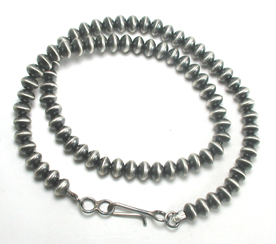 authentic Native American hand made Sterling Silver smooth bead necklace 20 inch by Navajo silversmith Tonisha Haley