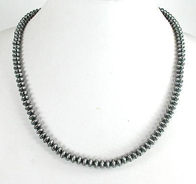 authentic Native American hand made Sterling Silver smooth bead necklace 20 inch by Navajo silversmith Lovina Dawes
