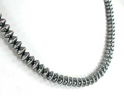 authentic Native American hand made Sterling Silver smooth bead necklace 20 inch by Navajo silversmith Lovina Dawes