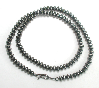 authentic Native American hand made Sterling Silver smooth bead necklace 20 inch by Navajo silversmith Lovina Dawes