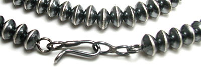 authentic Native American hand made Sterling Silver smooth bead necklace 20 inch by Navajo silversmith Lovina Dawes