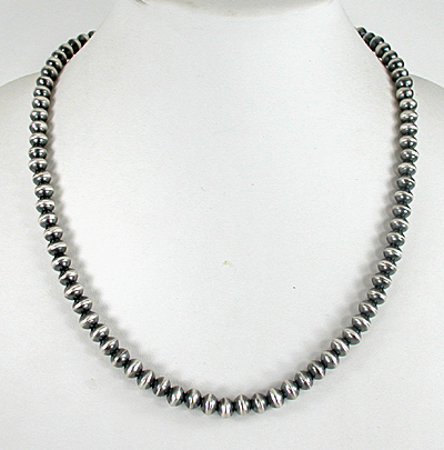 authentic Native American hand made Sterling Silver smooth bead necklace 22 inch by Navajo silversmith Tonisha Haley