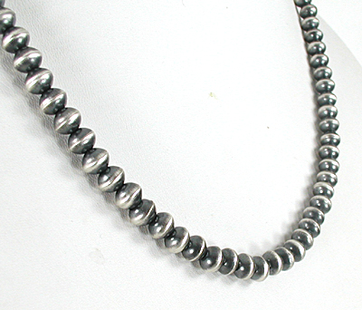 authentic Native American hand made Sterling Silver smooth bead necklace 22 inch by Navajo silversmith Tonisha Haley