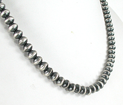 authentic Native American hand made Sterling Silver smooth bead necklace 19 1/2 inch by Navajo silversmith Jacob Utzler