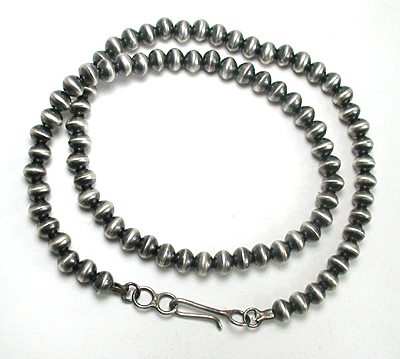 authentic Native American hand made Sterling Silver smooth bead necklace 22 inch by Navajo silversmith Tonisha Haley