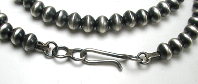 authentic Native American hand made Sterling Silver smooth bead necklace 22 inch by Navajo silversmith Tonisha Haley