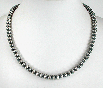authentic Native American hand made Sterling Silver smooth bead necklace 20 inch by Navajo silversmith Tonisha Haley