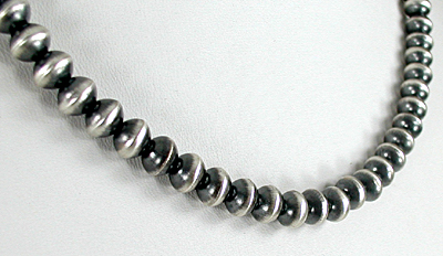 authentic Native American hand made Sterling Silver smooth bead necklace 20 inch by Navajo silversmith Tonisha Haley