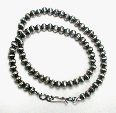 authentic Native American hand made Sterling Silver smooth bead necklace 20 inch by Navajo silversmith Tonisha Haley