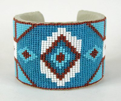 Hand Beaded flexible wide cuff bracelet
