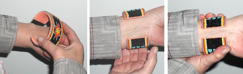 Hand Beaded flexible wide cuff bracelet