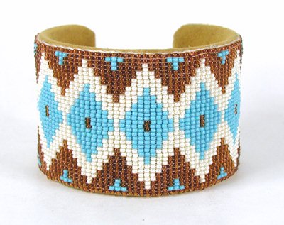 Hand Beaded flexible wide cuff bracelet