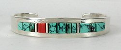 Sterling Silver Native American turquoise inlay  bracelet