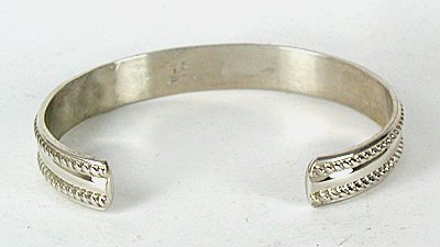 Hand made Native American Indian Navajo Sterling Silver Opal Inlay Bracelet