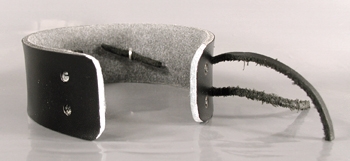 Authentic Native American tufa cast sterling silver and coral kachina leather cuff by Navajo artist Lee Begay