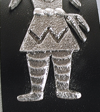 Authentic Native American tufa cast sterling silver and coral kachina leather cuff by Navajo artist Lee Begay