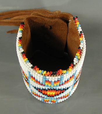 Authentic Native American beaded leather cuff by Lakota artist Alan Monroe