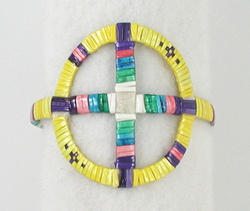 Authentic Native American quilled medicine wheel bracelet by Lakota artisan Tiny Pourier