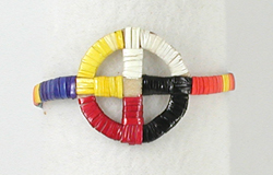 Authentic Native American quilled four colors medicine wheel bracelet by Lakota artisan Tiny Pourierl