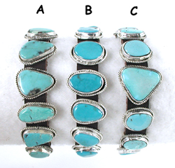 Authentic Native American leather concho Bracelet with turquoise stones set in Sterling Silver adjustable 5 1/2 to 8 inches