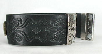 Authentic Native American sterling silver and stone inlay leather cuff by Navajo artist Edison Yazzie