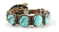 Sterling Silver Turquoise concho belt style bracelet