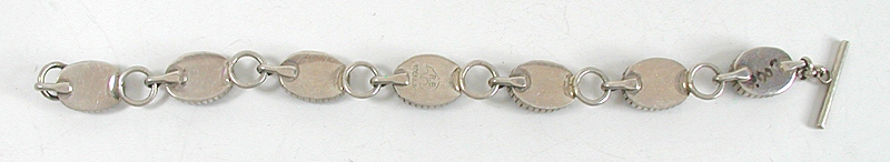 New Old Stock Inlay bracelet Sterling Silver and Rainbow Calsilica link bracelet