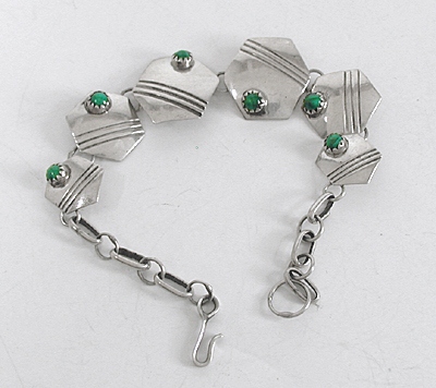 New Old Stock Malachite and sterling silver link bracelet