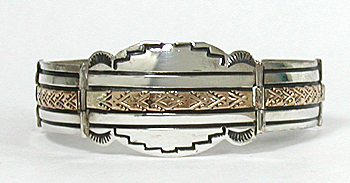 sterling silver overlay link bracelet with 12K gold fill 6 to 7 inches