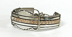 sterling silver overlay link bracelet with 12K gold fill 6 to 7 inches