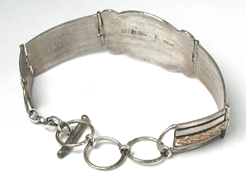 sterling silver overlay link bracelet with 12K gold fill 6 to 7 inches