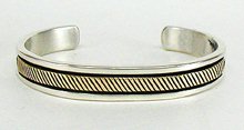 Native American Indian Navajo Sterling Silver Gold bracelet